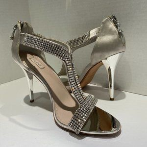 GLINT Devyn Silver Rhinestoned Stiletto Heels